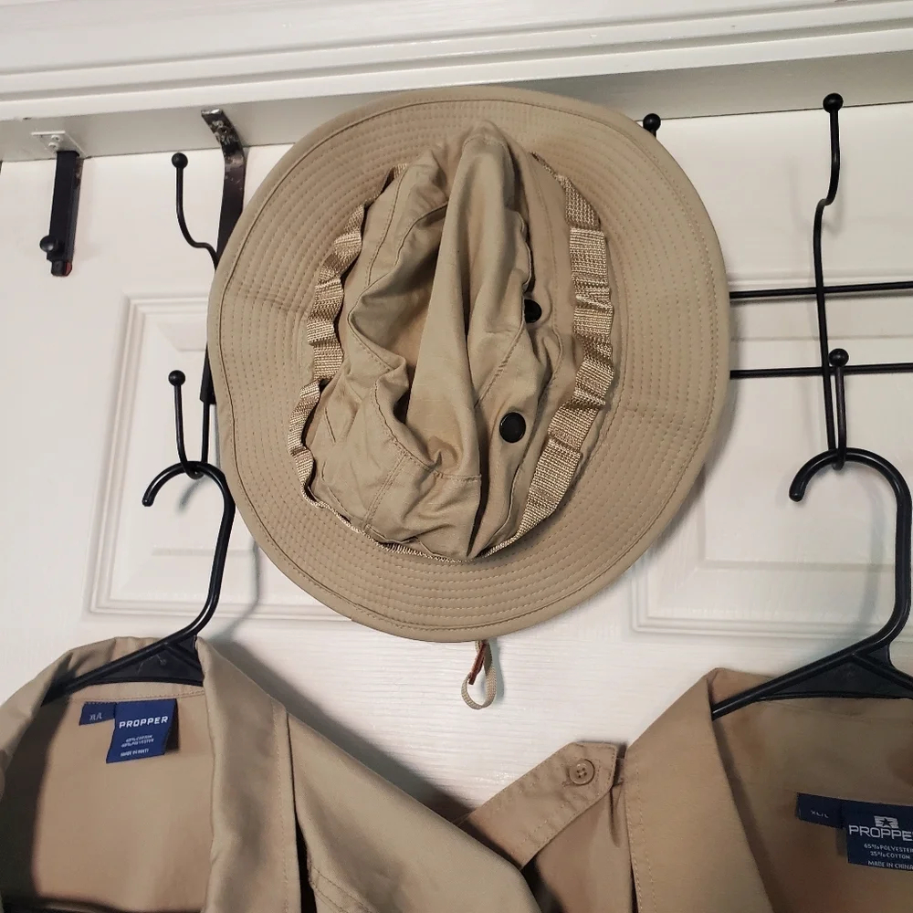 Propper BDU Coat, Battle RIP P/C Shirt & Safari Hat Set Khaki Outdoors Fishing